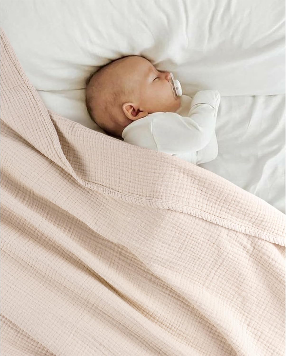 MairMore Muslin Baby Blanket - Soft Ivory 47x47 Inch Neutral Swaddling