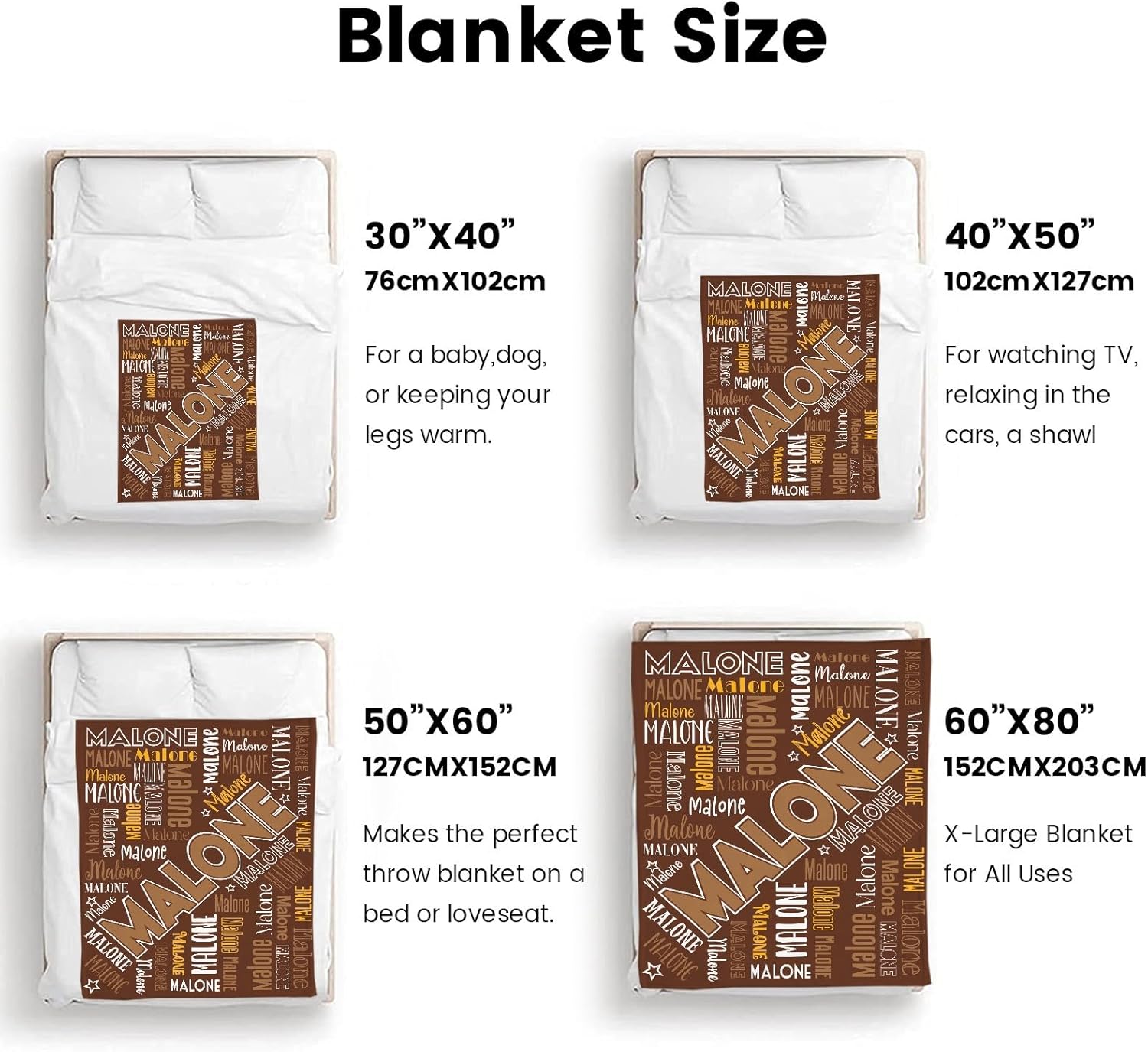 OAHEDIAM Personalized Baby Blanket Brown 30x40 Inches