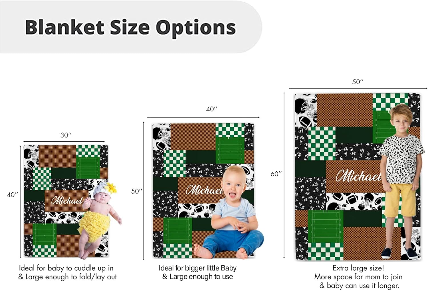 Munific Football Rugby Baby Blanket with Name