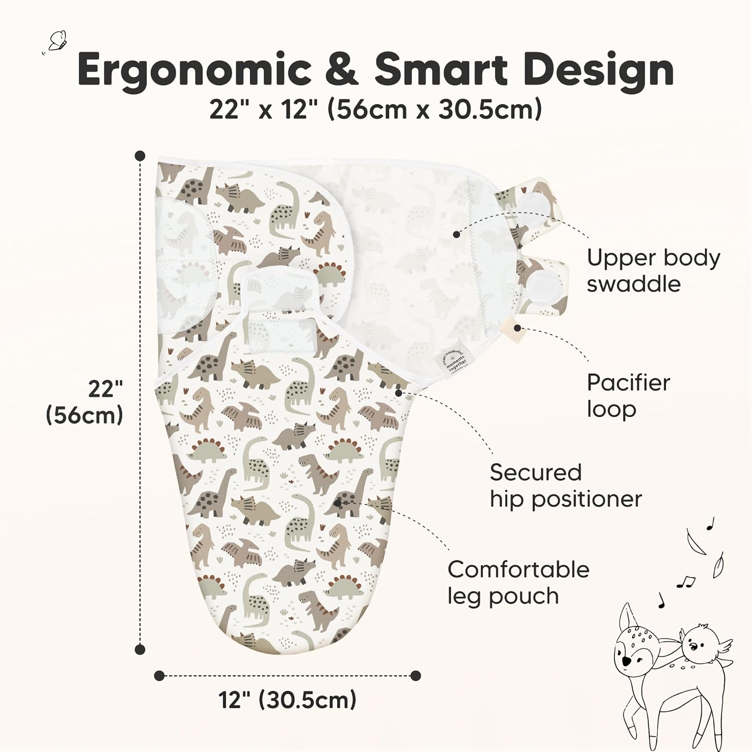 KeaBabies 3-Pack Organic Cotton Sleep Sacks - Dino Ridge