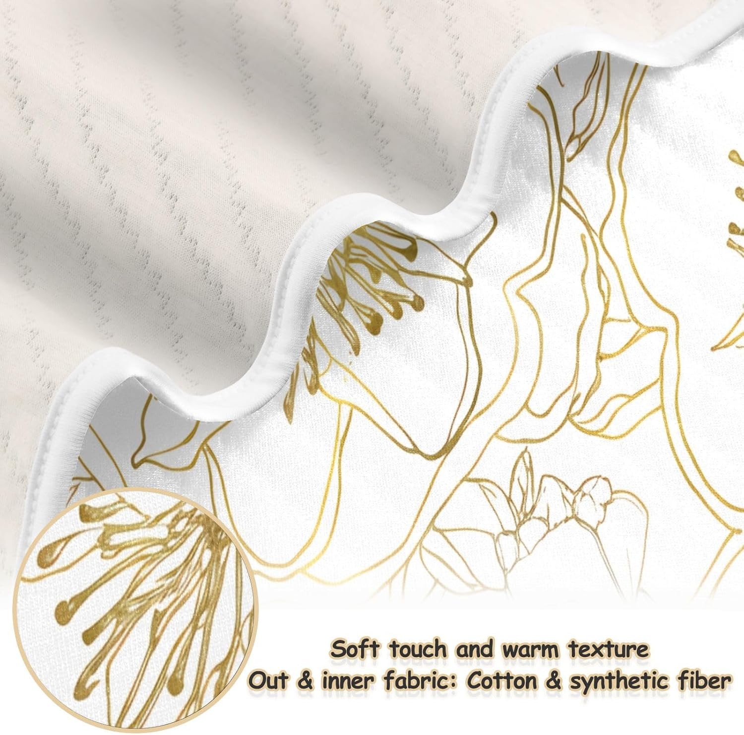 Wassud Elegant Flowers Gold Baby Blanket for Boys Girls