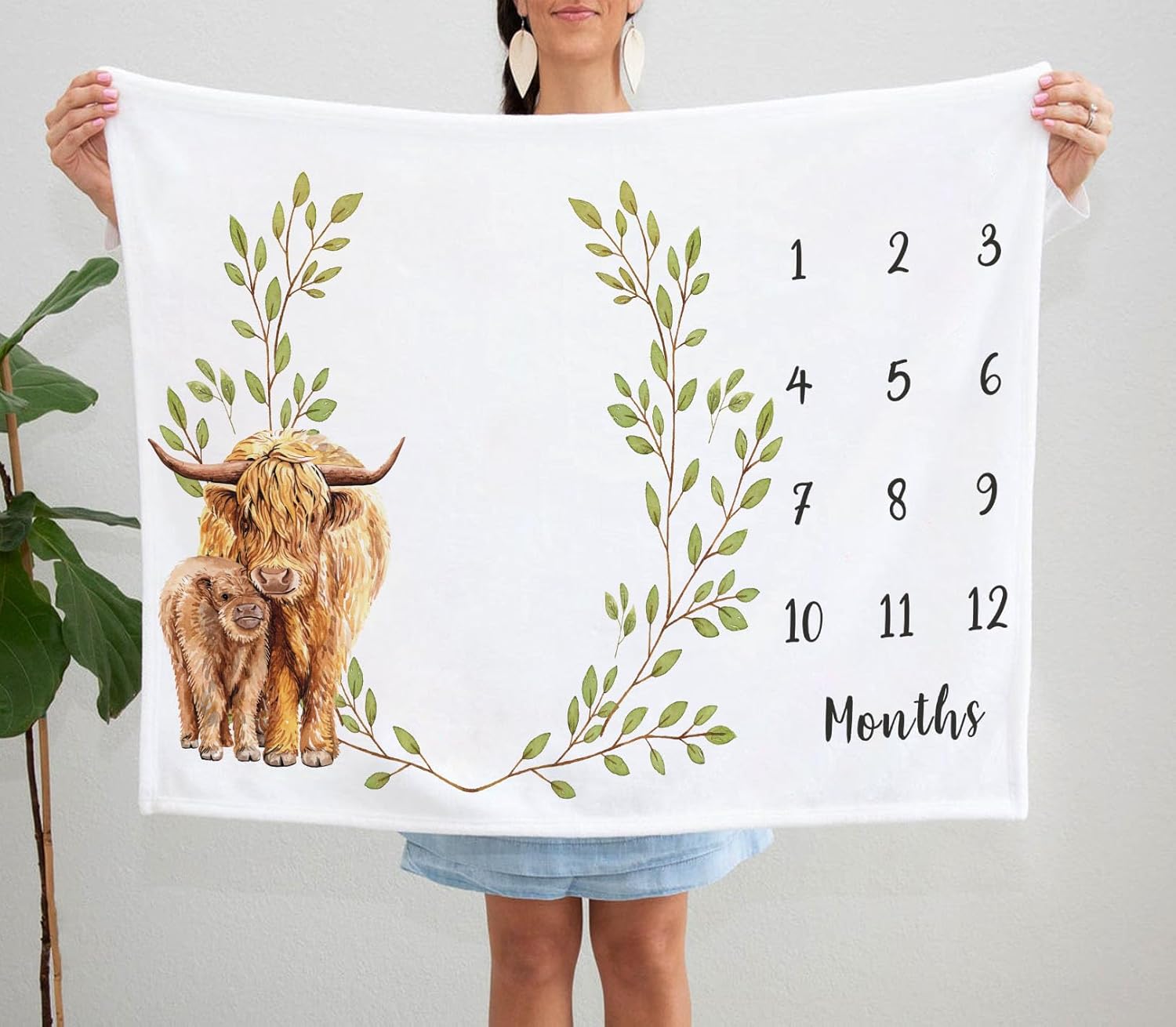 Yuzioey Highland Cow Milestone Blanket 50x40