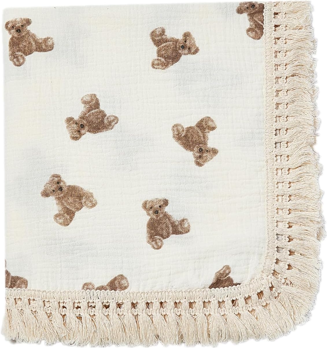 Insular Cotton Muslin Baby Blanket with Tassel - 47x40