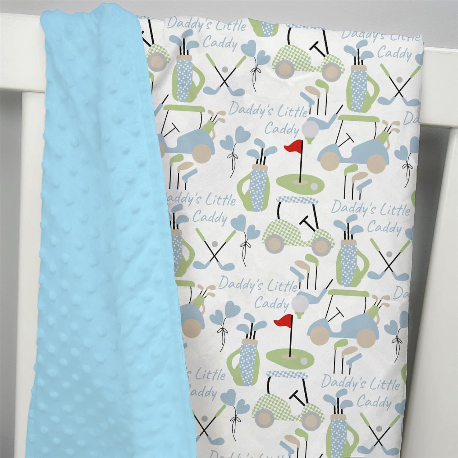 Mink Baby Blanket with Dotted Backing Golf Pattern