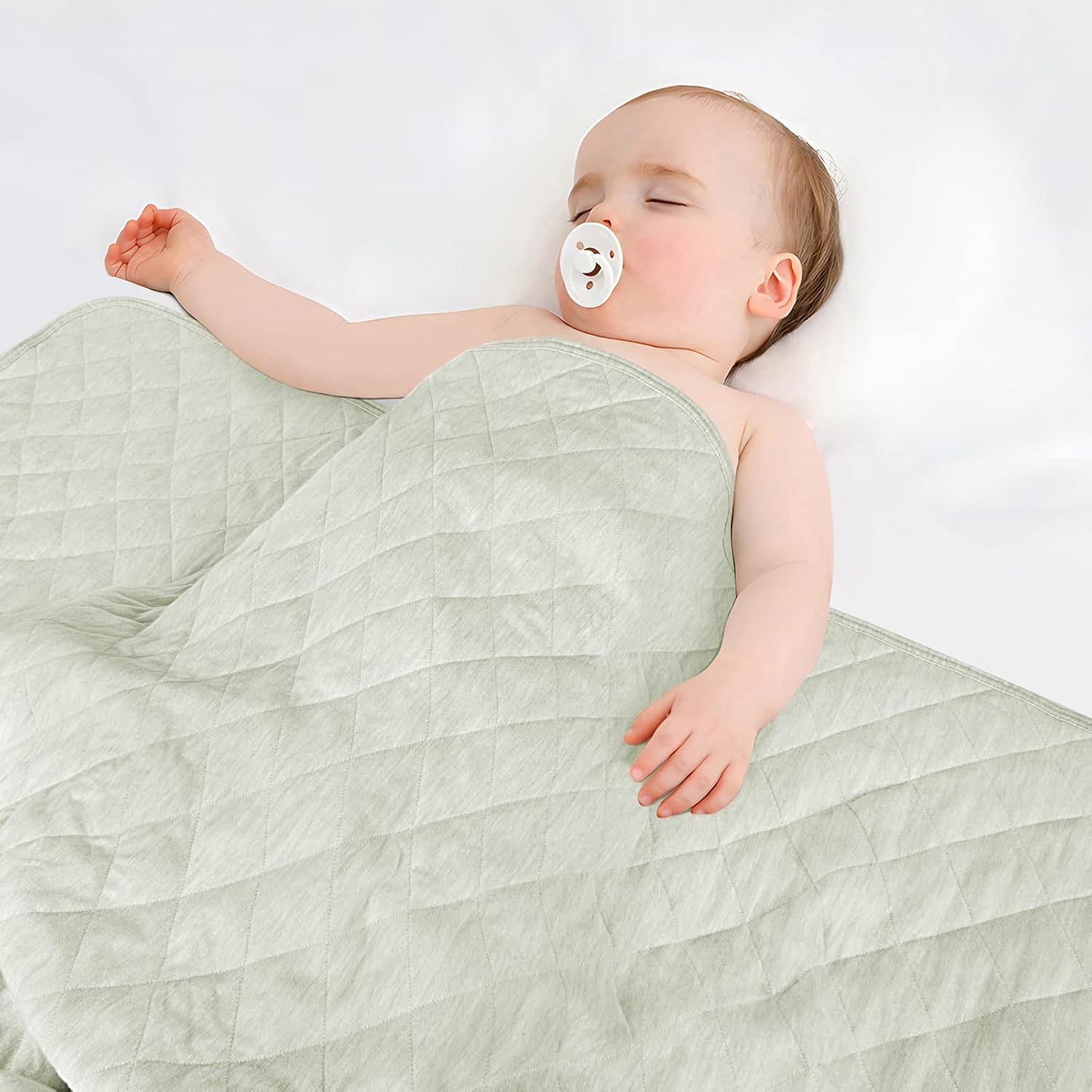 Zenssia Organic Cotton Baby Blanket - Ivory 39x39 Inches