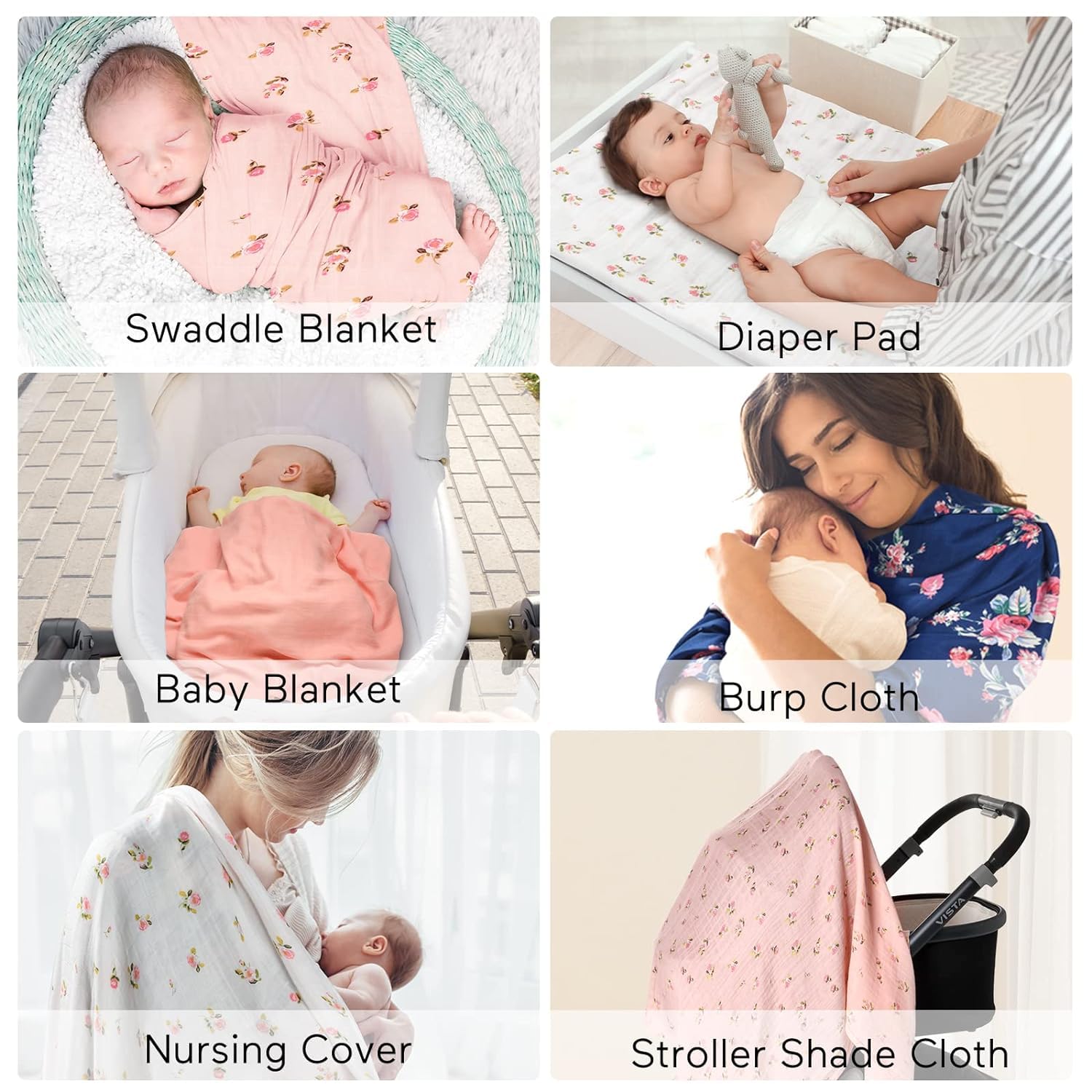 Momcozy Muslin Swaddle Blankets 4 Pack 47x47 Inches