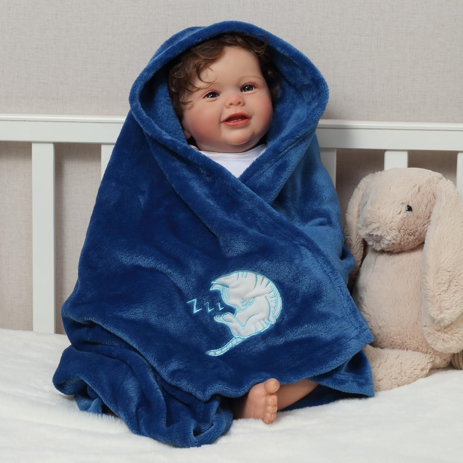 CREVENT 30X40 Fluffy Cozy Baby Blanket with Cute Sleeping Cat Design