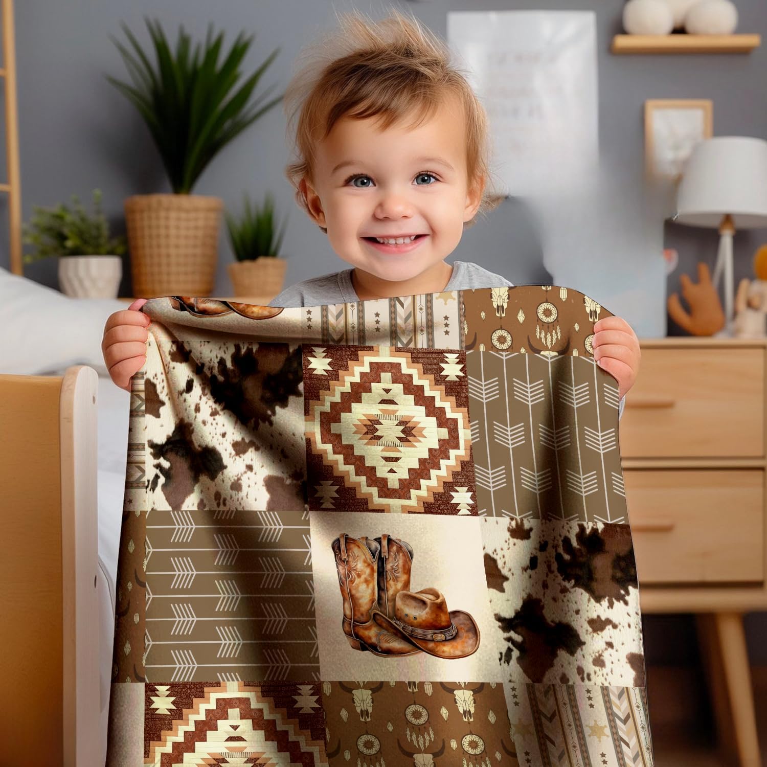 Western Blanket for Baby 30x40 Inches Cowboy Bedding