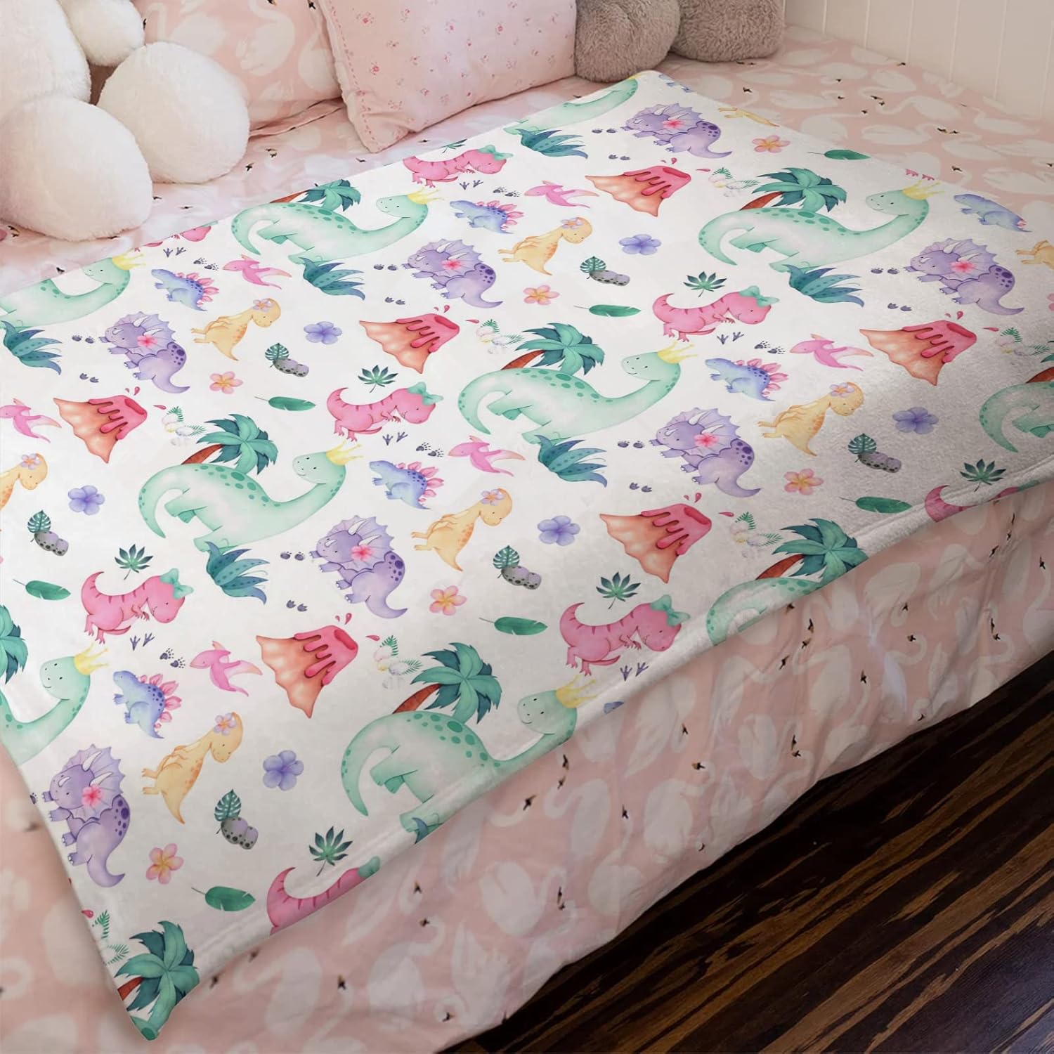 HawSkgFub Dinosaur Bed Blanket for Girls