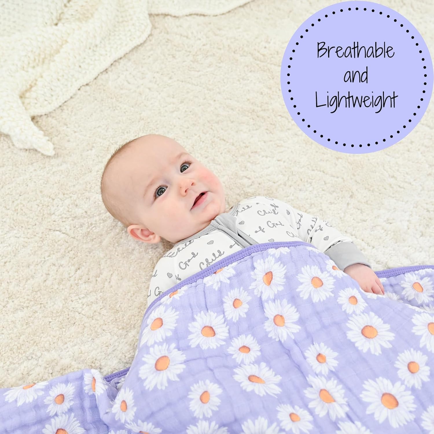 LollyBanks Daisy Print Muslin 6 Layer Blanket