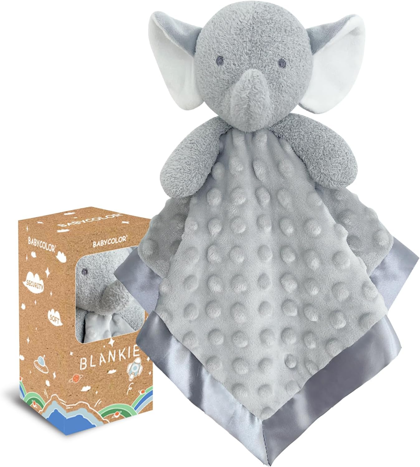 Babycolor Elephant Baby Security Blanket 15 Inch Grey