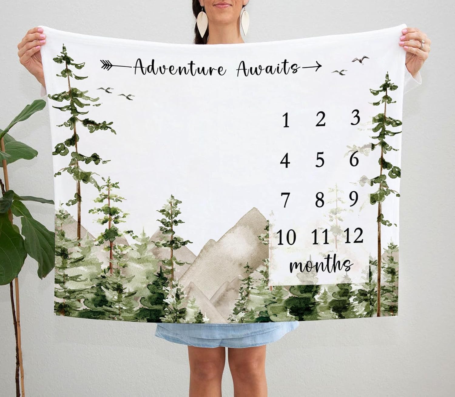 Yuzioey Milestone Blanket with Birth Stats 50x40 Green