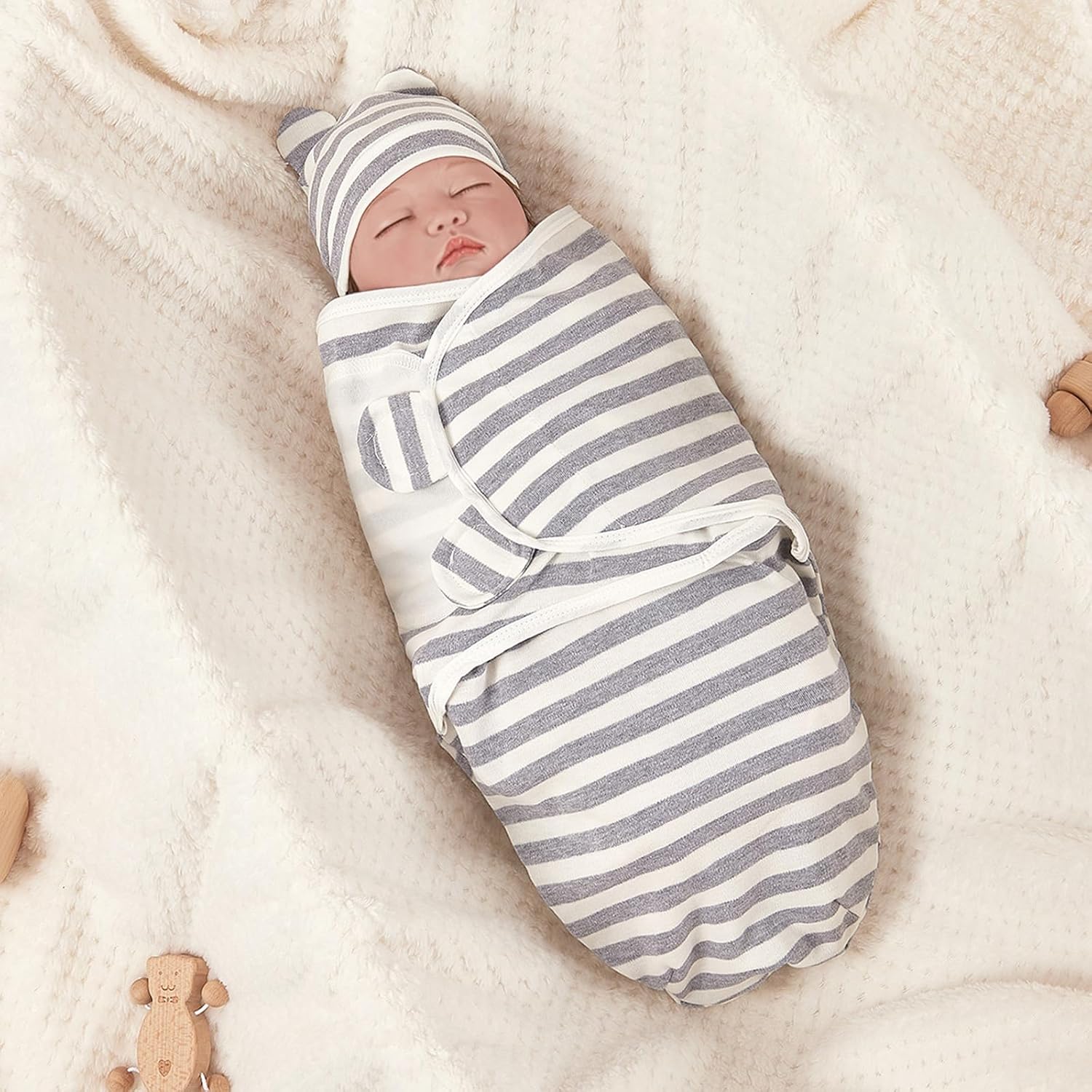 3-Pack Organic Baby Swaddle Sleep Sacks - Newborn 0-3 Months Grey
