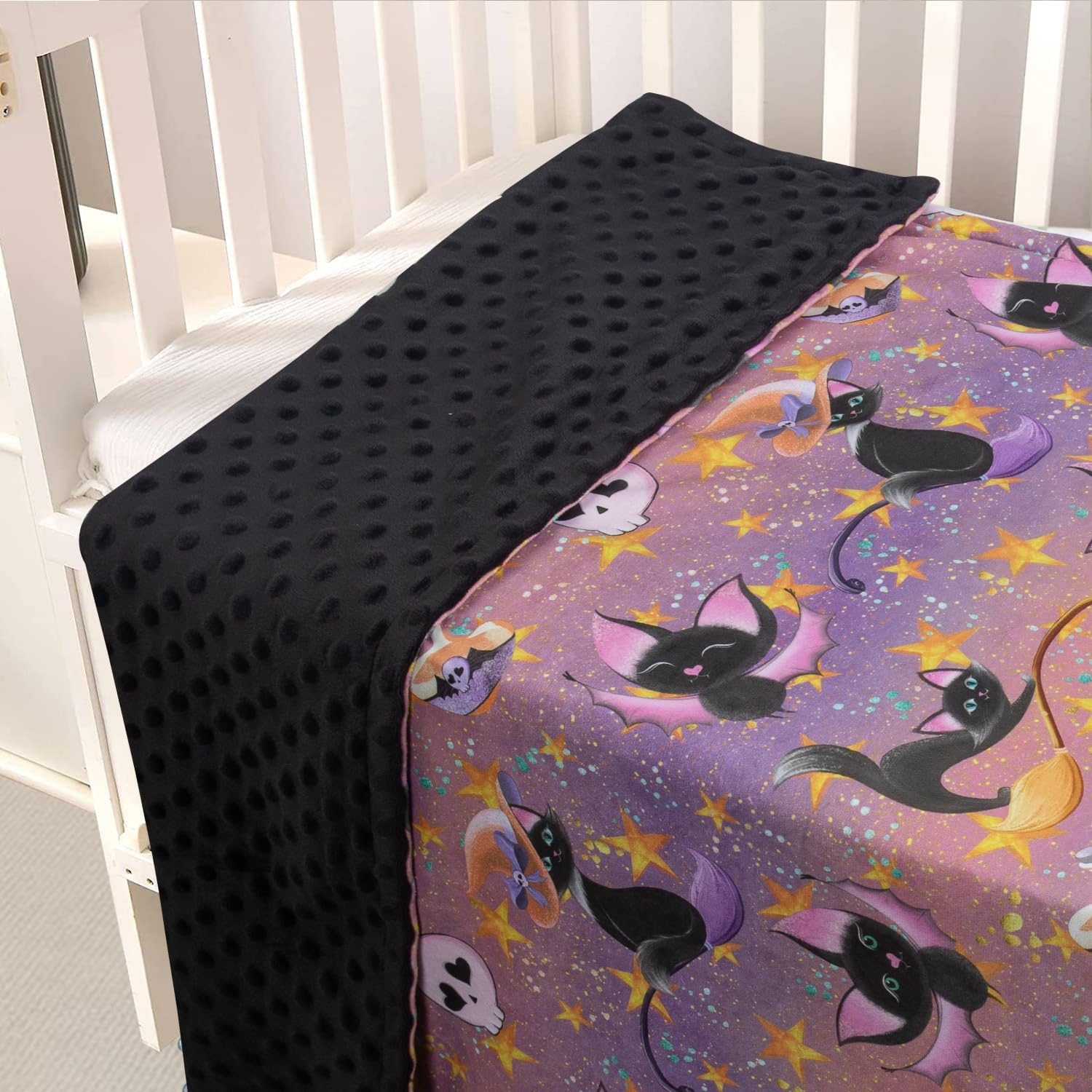 Donsonny Halloween Bat Baby Blanket Soft Minky