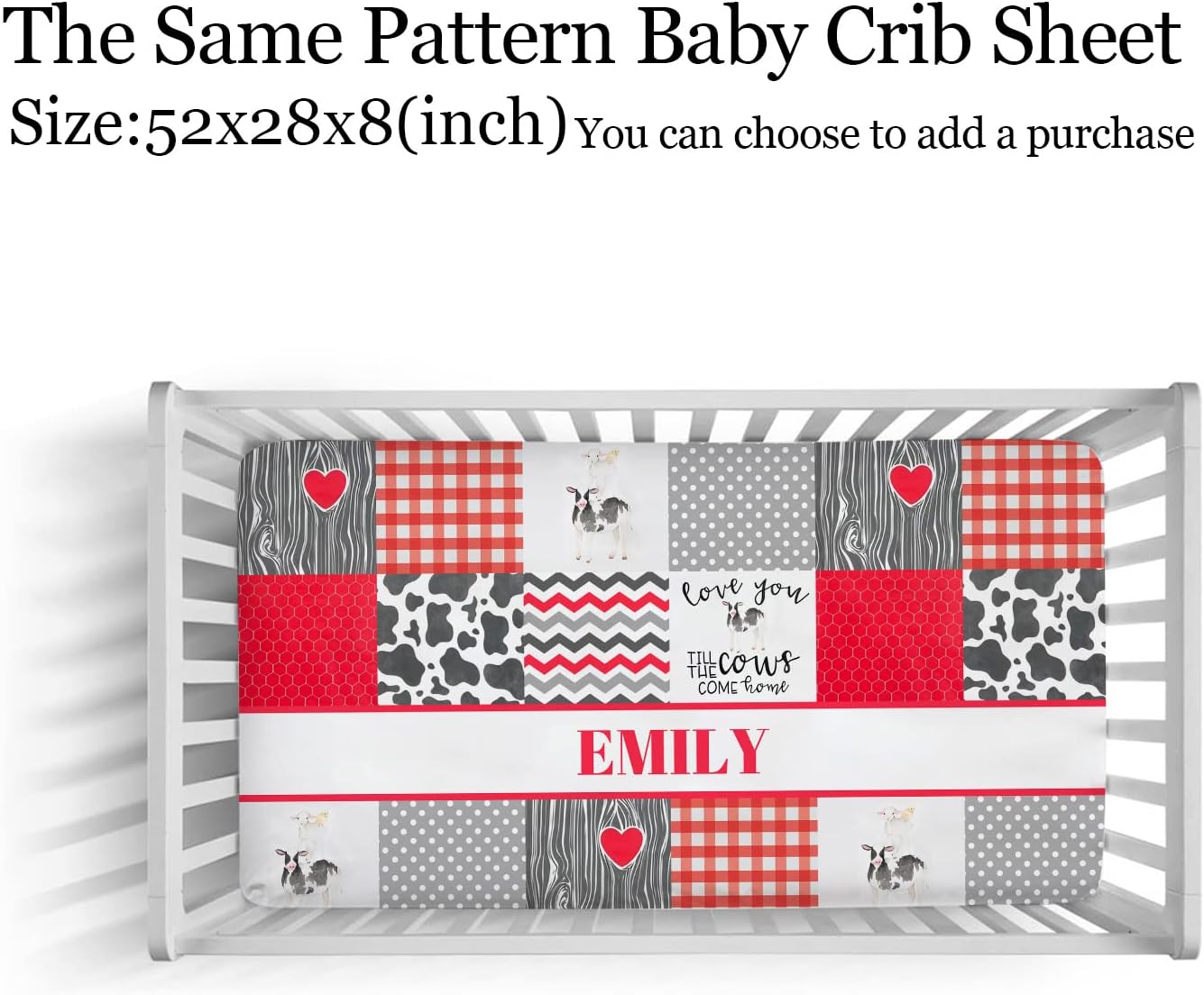 Noverbibi Farm Cow Red Minky Baby Blanket with Name