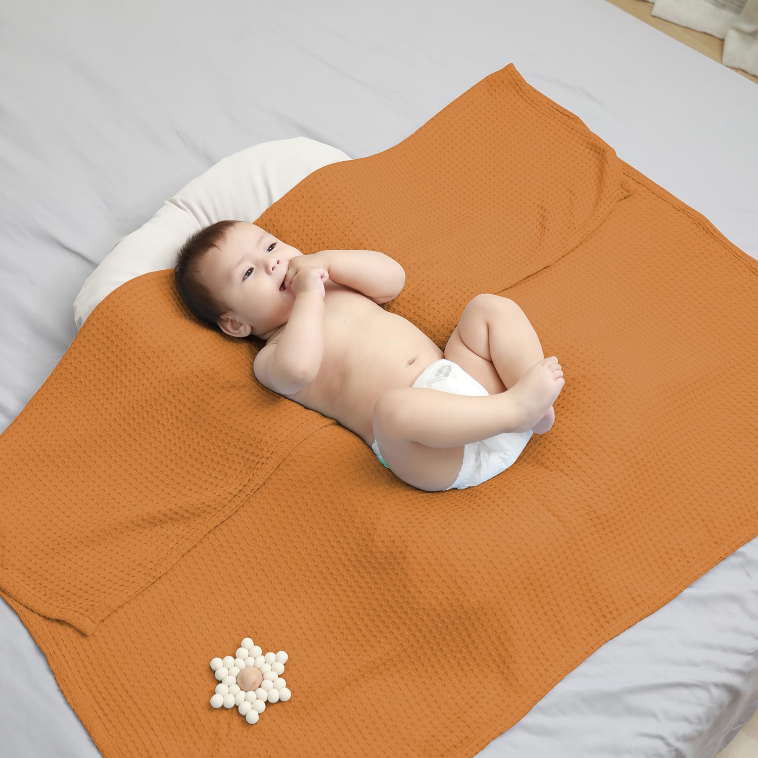 Kloovete 36 x 40 inch Cooling Waffle Weave Receiving Blanket