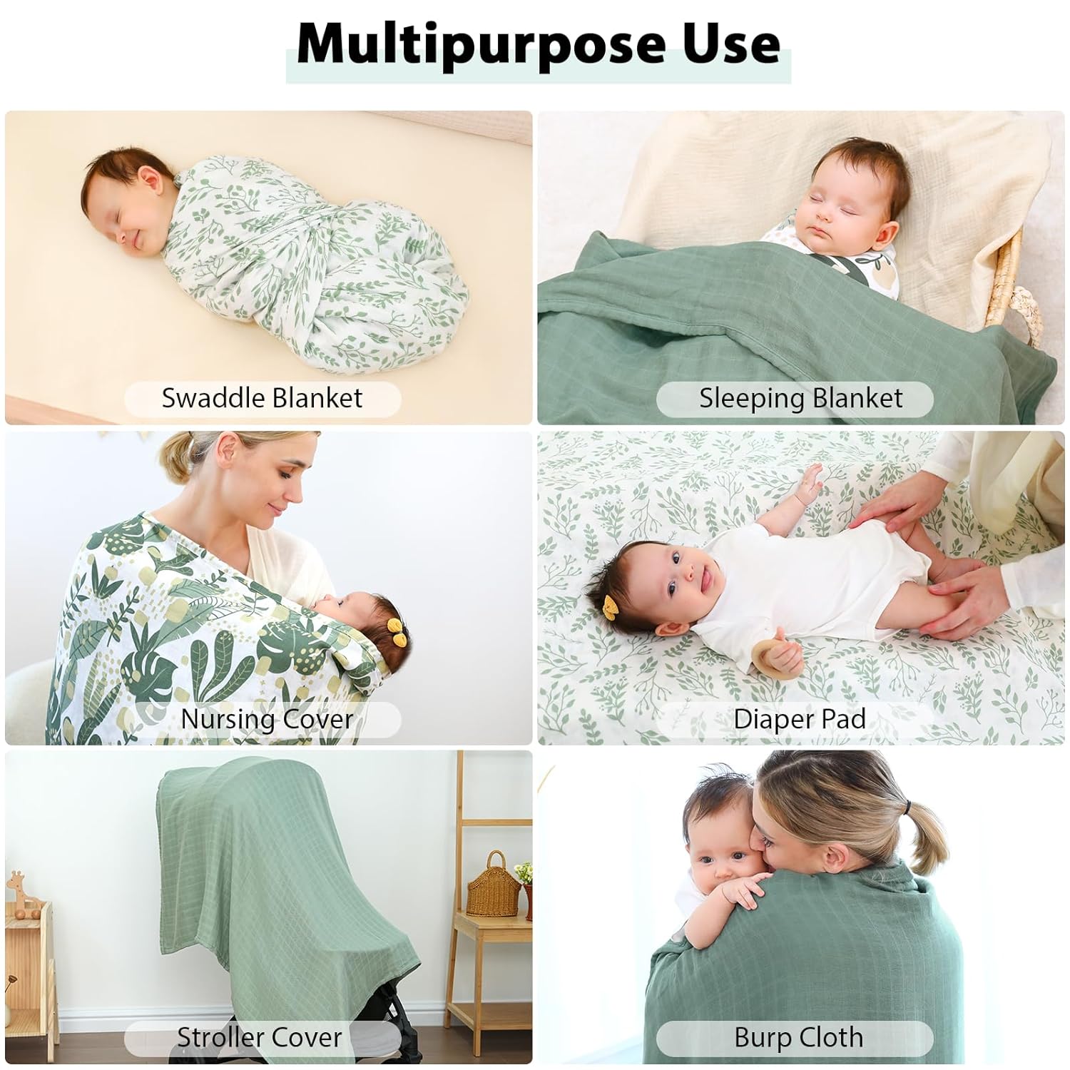 Yoofoss Organic Muslin Swaddle Blanket 47x47 Inches Soft Breathable for Babies