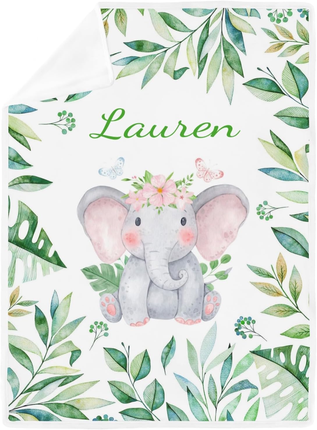 Deven Green Leaves Elephant Cooling Blanket for Toddler Customized 30x40 Inch