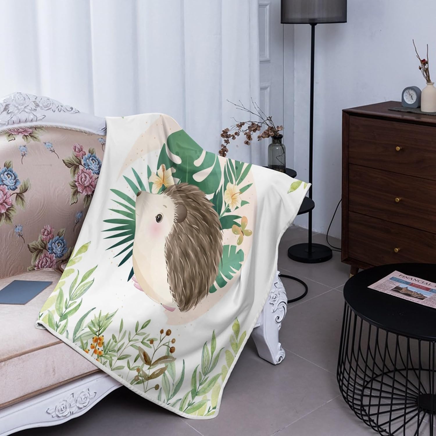 Deven Woodland Leaves Hedgehog Cooling Blanket for Toddler