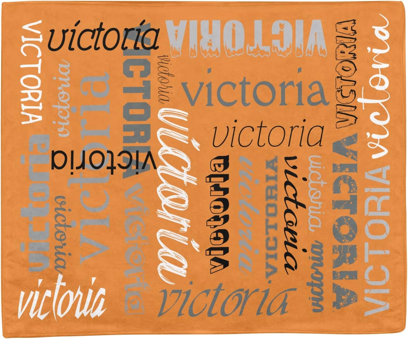 Personalized Orange Baby Blanket with Name for Boys Girls