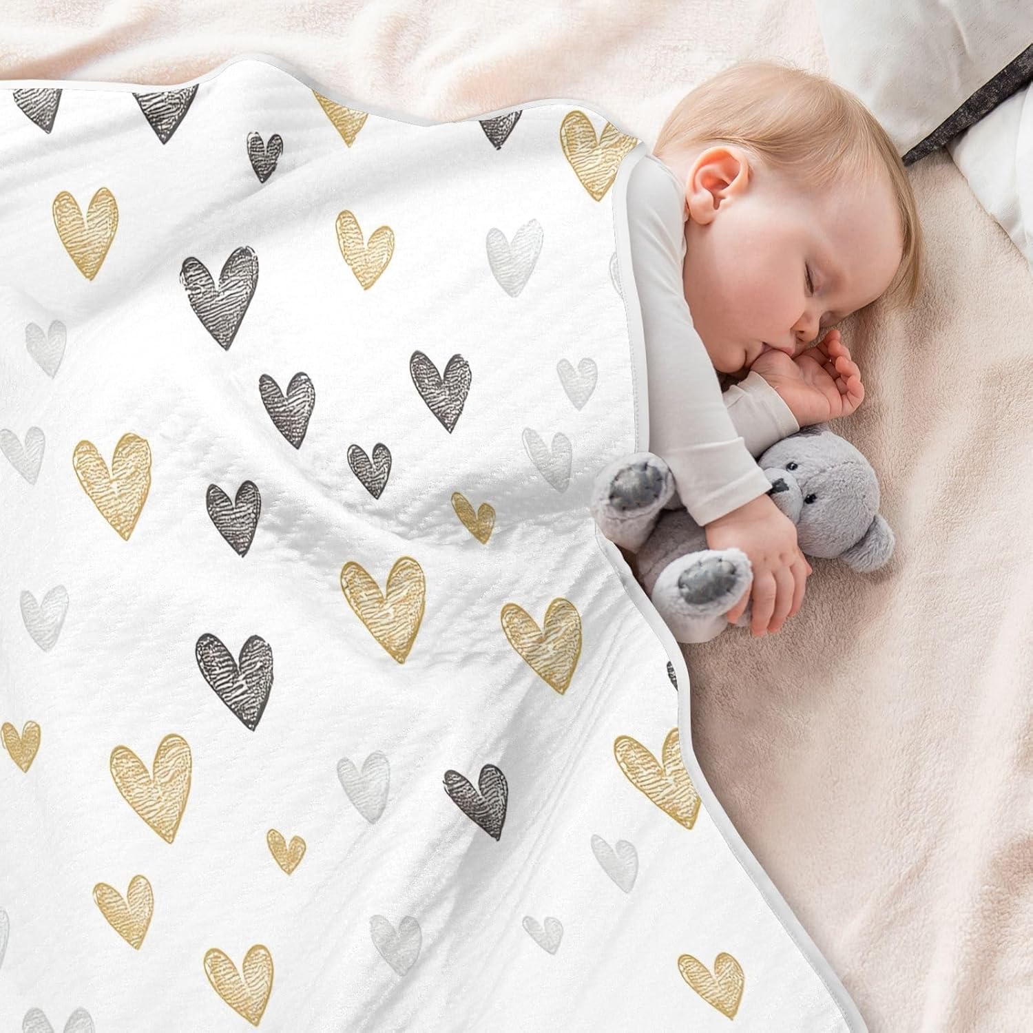 Wassud Doodle Hearts Baby Blanket 30 x 40 Inch