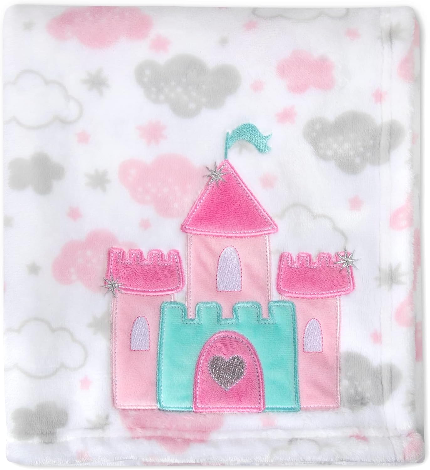 Plush Fleece Castle Clouds Baby Blanket 30x36