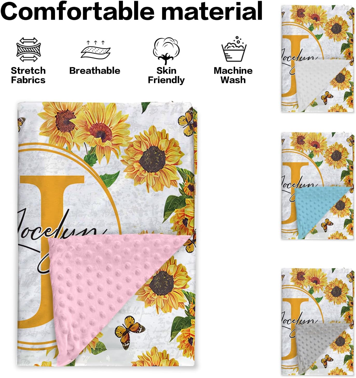 Personalized Baby Blanket with Name - Yellow Flowers Pattern