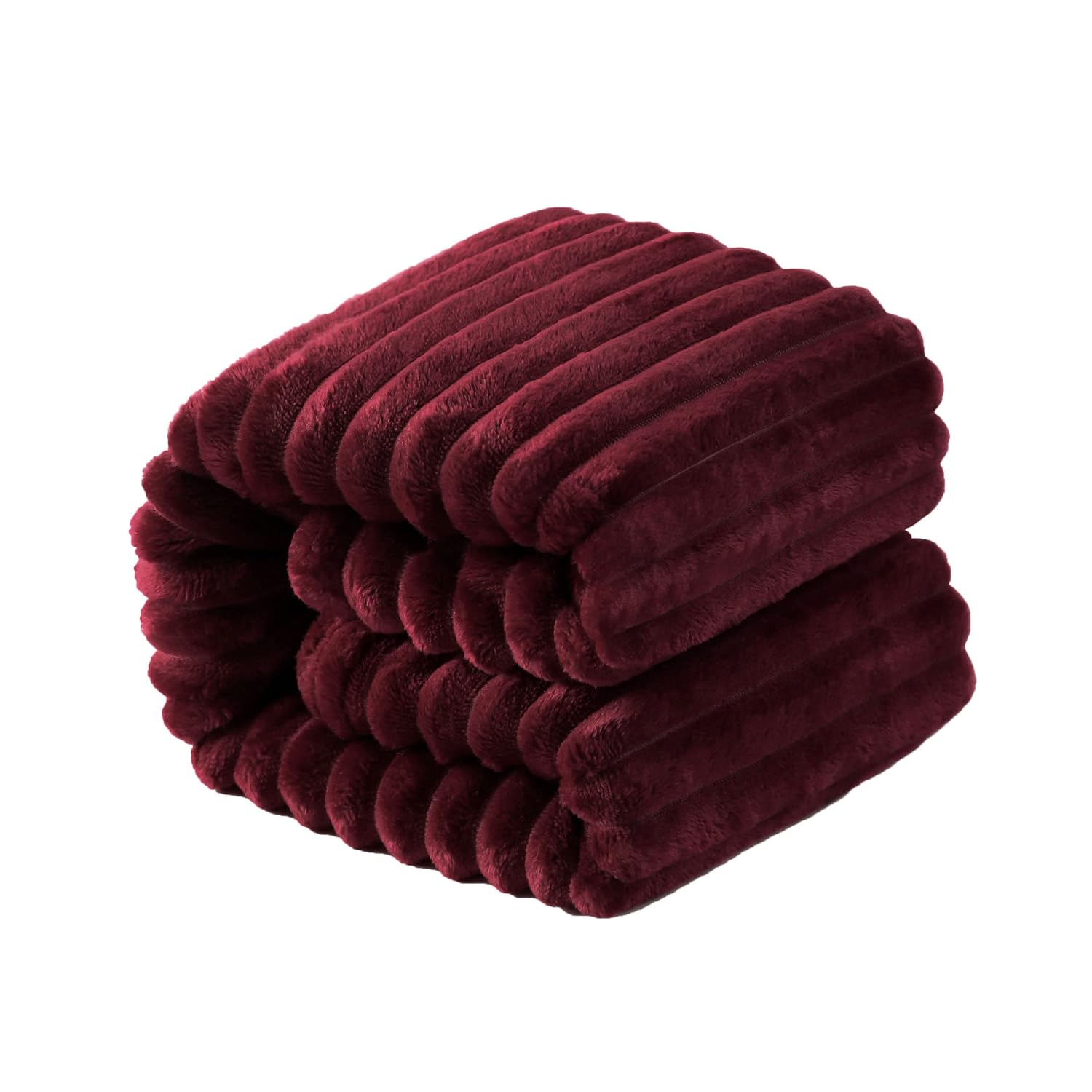 NTBAY Flannel Fuzzy Toddler Blanket - Reversible Stripes Wine Red 30x40 Inches