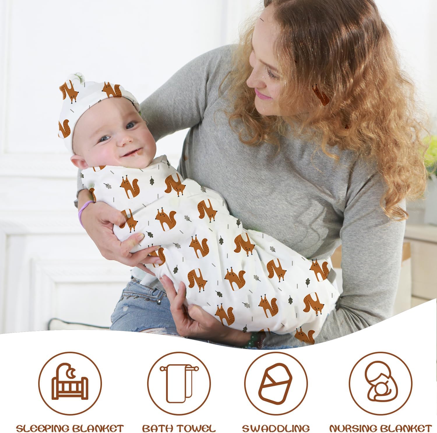 Miracle Baby Receiving Blankets 3 Pack - Fox Raindrops