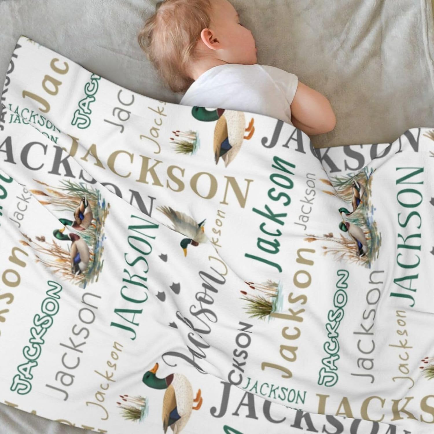 Personalized Mallard Baby Blanket with Name 1