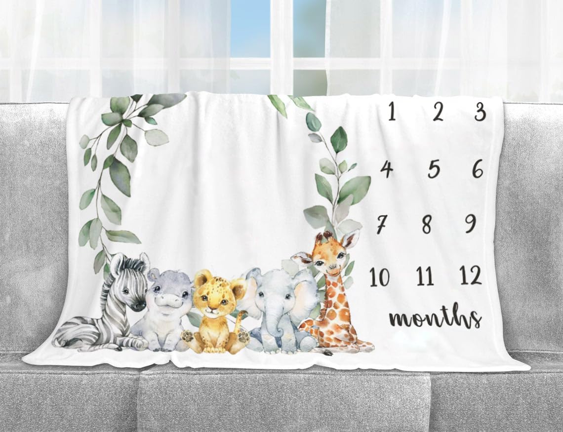 Yuzioey Jungle Safari Growth Tracking Blanket