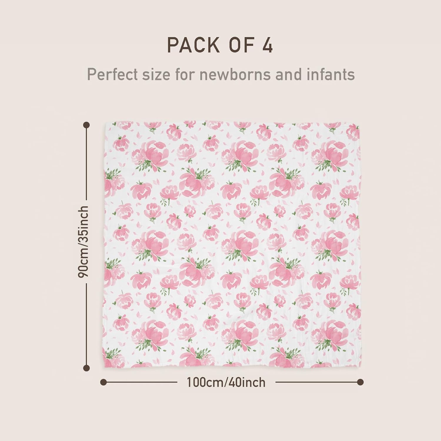 GLLQUEN BABY 4-Pack Swaddle Blankets 35x40