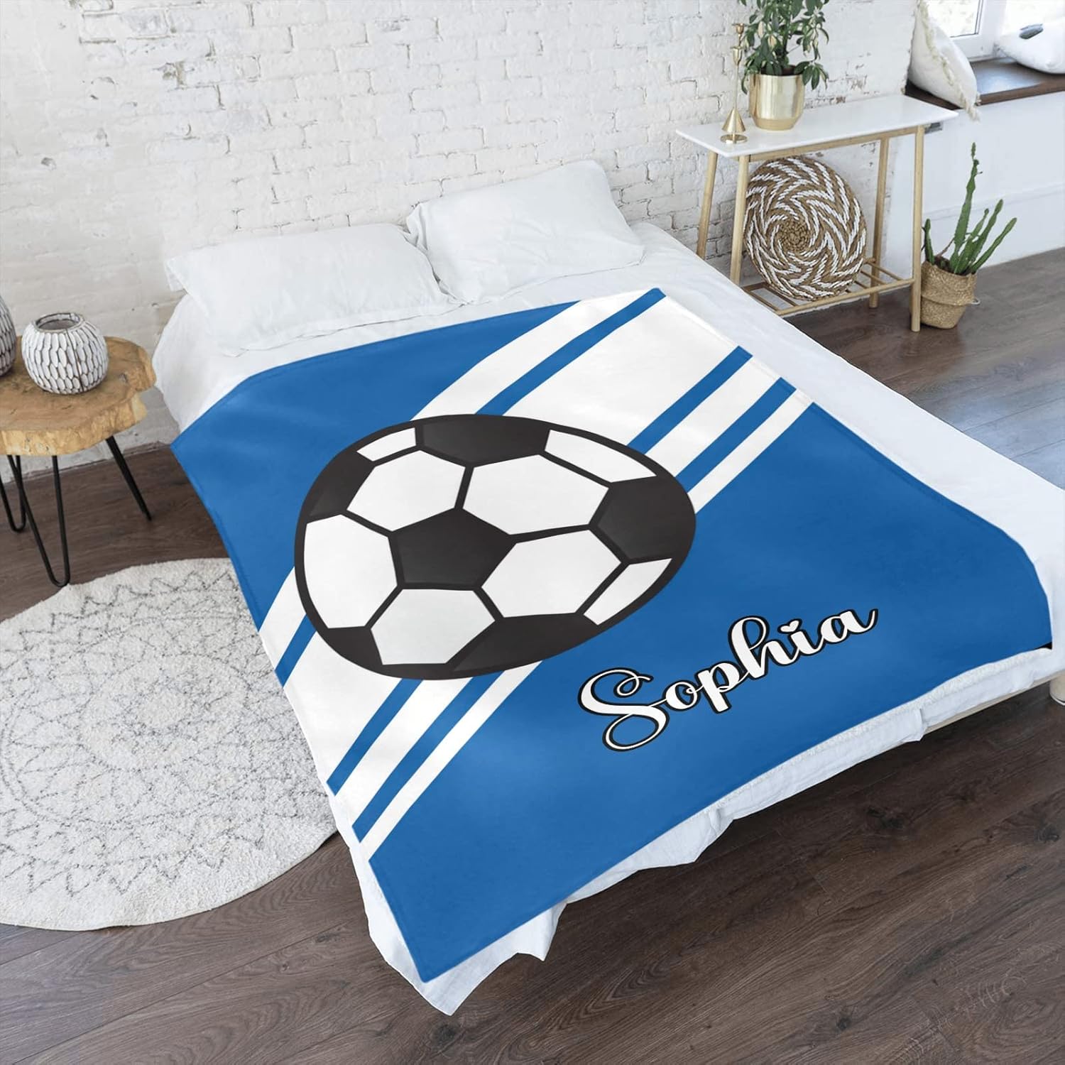 Custom Soccer Ball Blanket with Name for Newborn