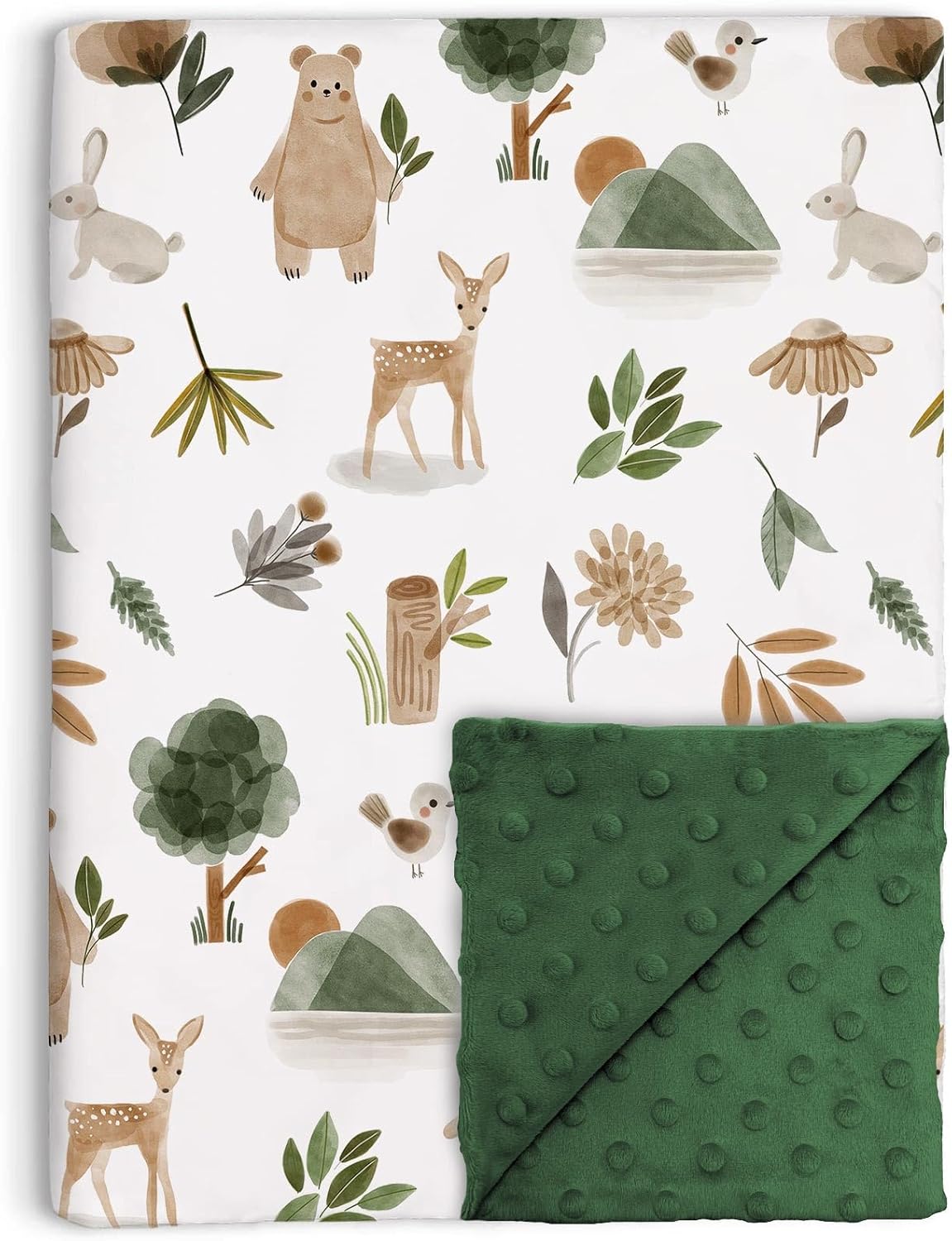 Woodland Baby Blanket Soft Flannel Forest Animals Design