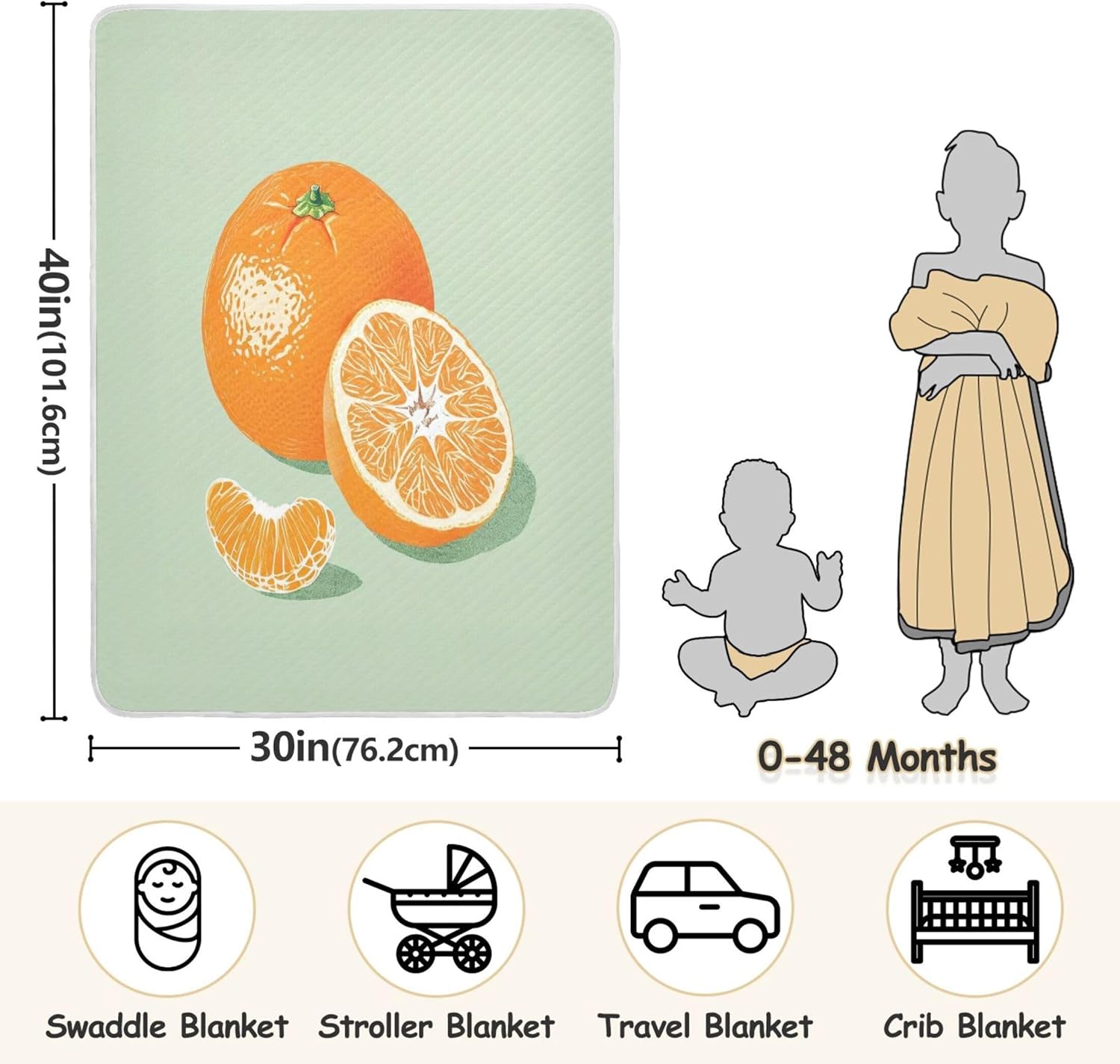 Burbuja Orange Baby Blanket 30x40 Nursery Blanket