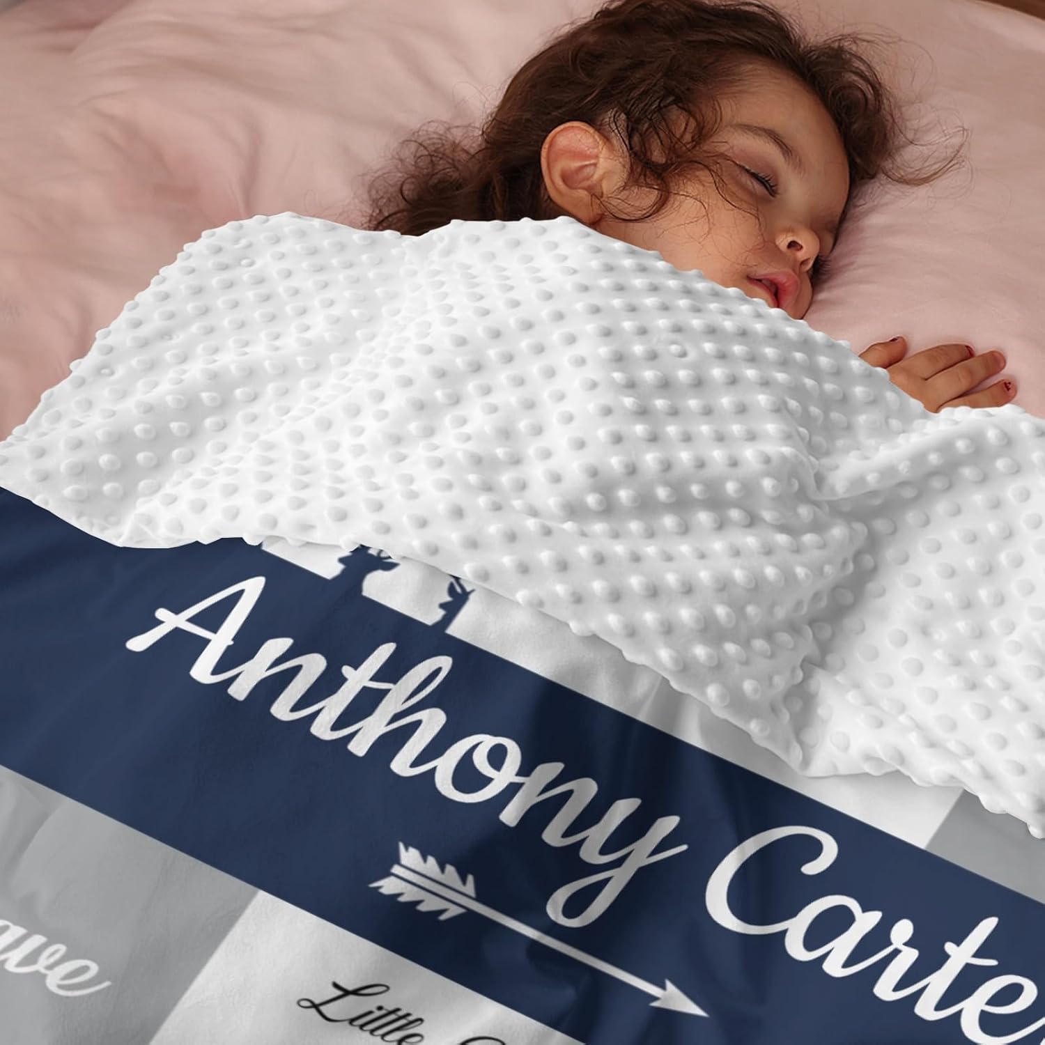 Personalized Baby Blanket for Boys with Name Navy Woodland