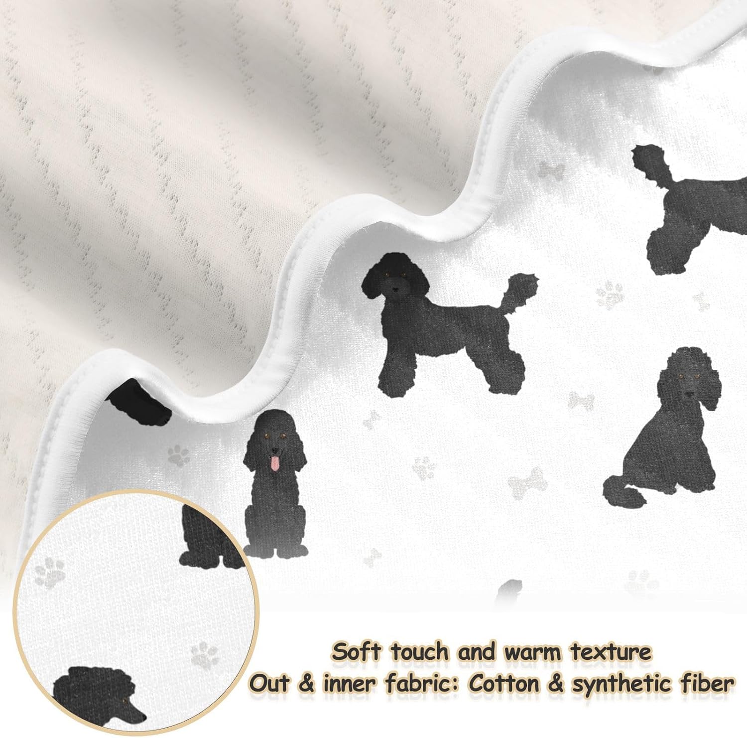 KICPOAY Medium Poodle Swaddle Blanket for Baby