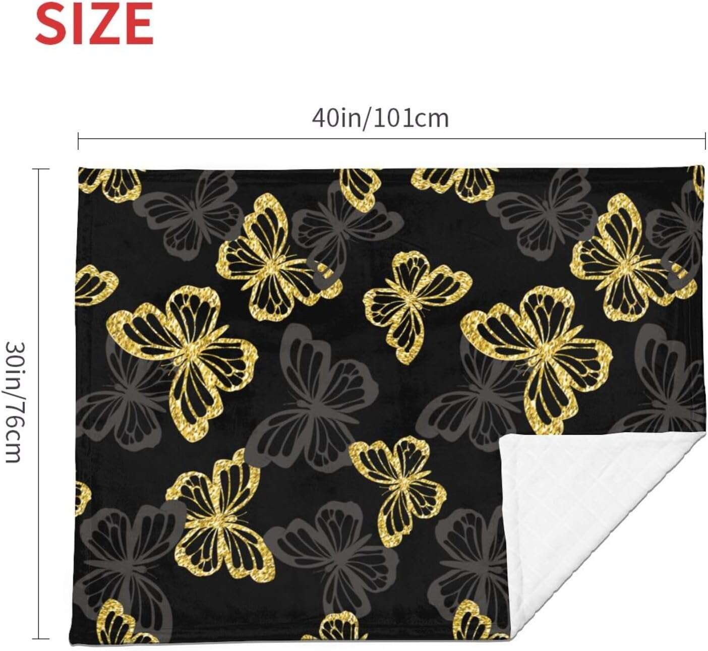 Salelf Golden Glitter Butterflies Baby Blanket 30x40 Inch 1