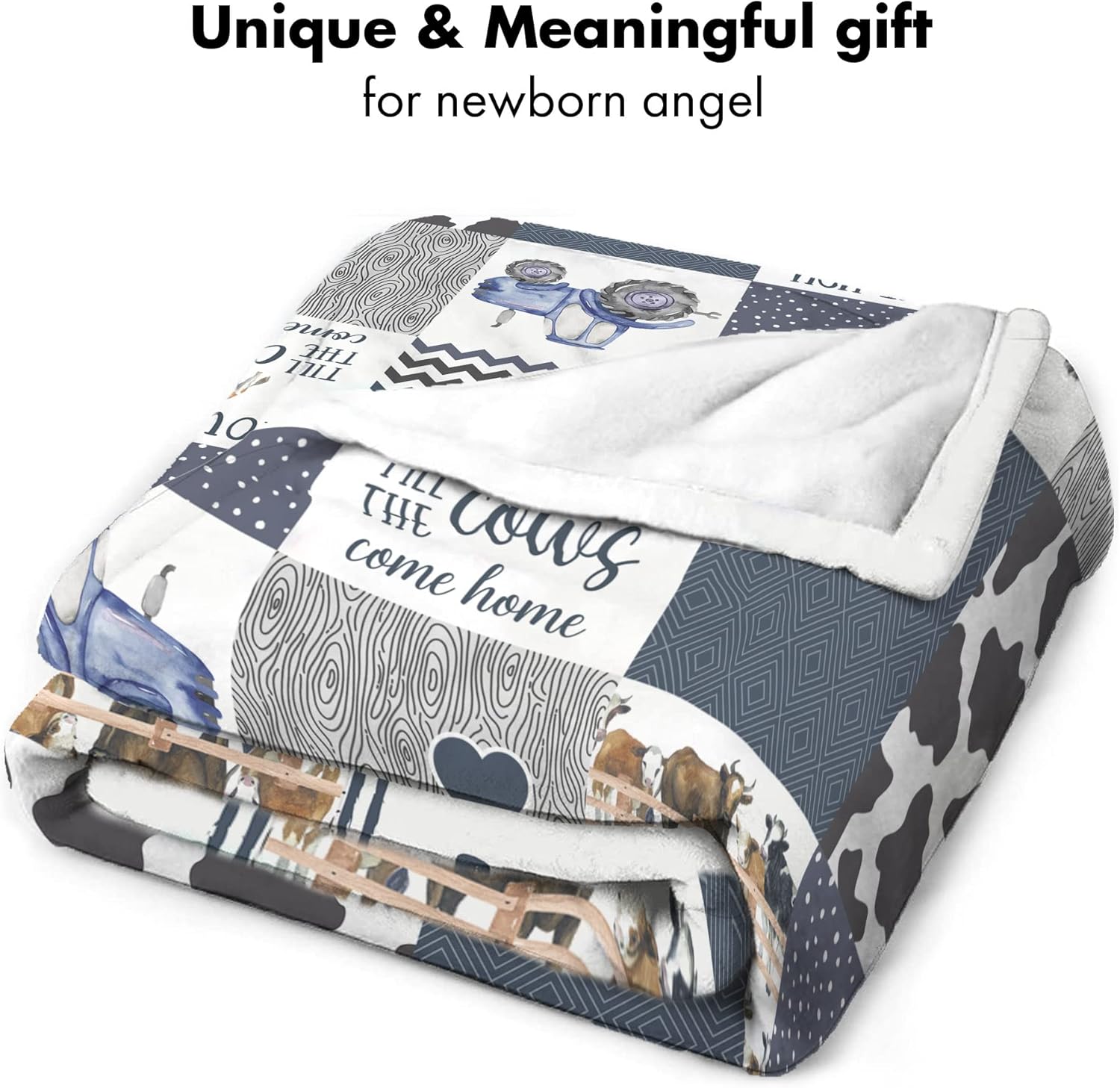 Personalized Cow Print Baby Blanket with Name