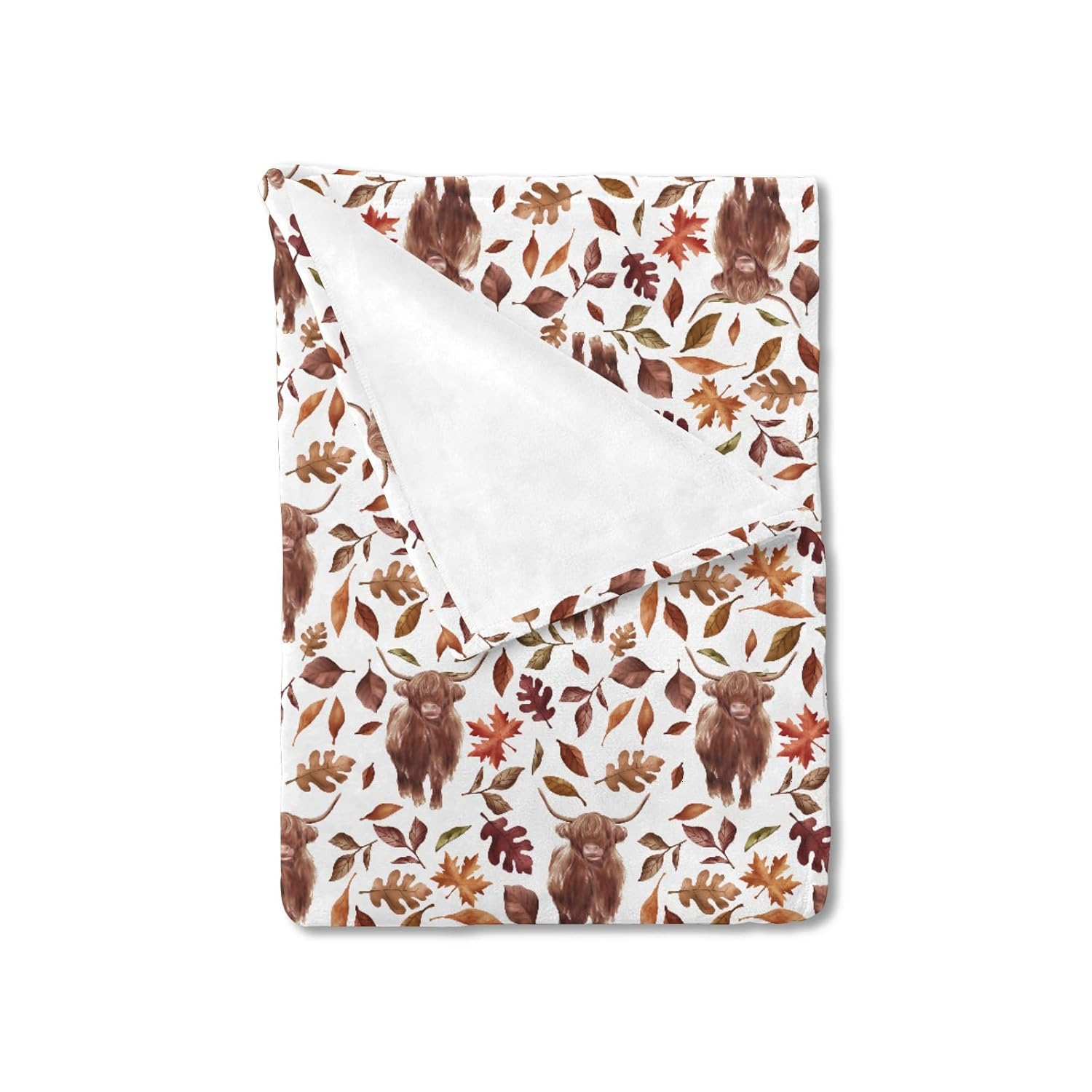 Hwmmbh Retro Highland Cows Fall Leaves Baby Blanket
