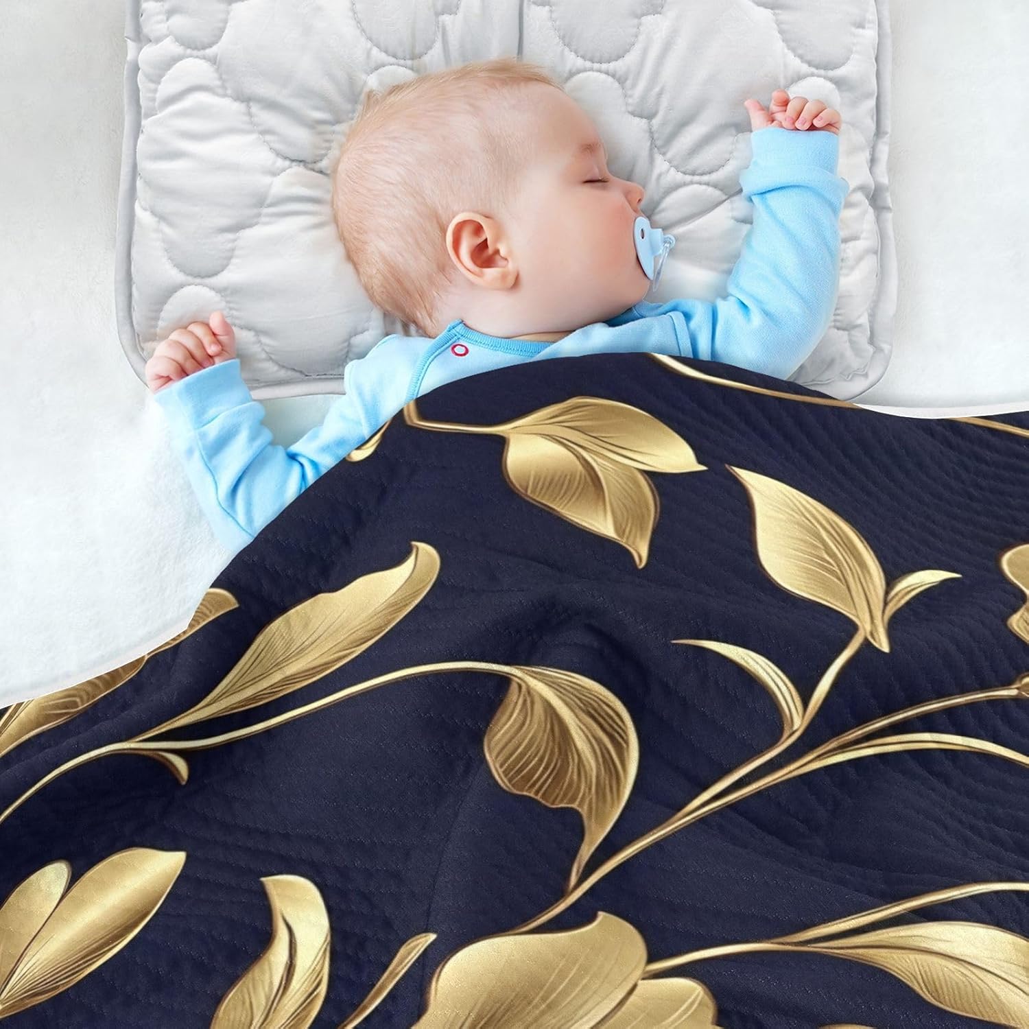 WELLDAY Golden Flowers Baby Blanket 30x40 Inch