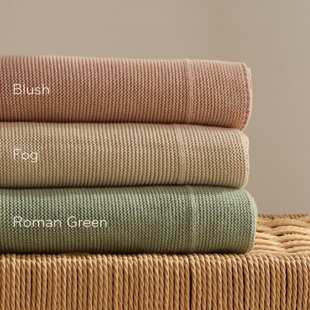 Huxie Knitted Organic Cotton Baby Blanket Swaddle 30x40 Fog