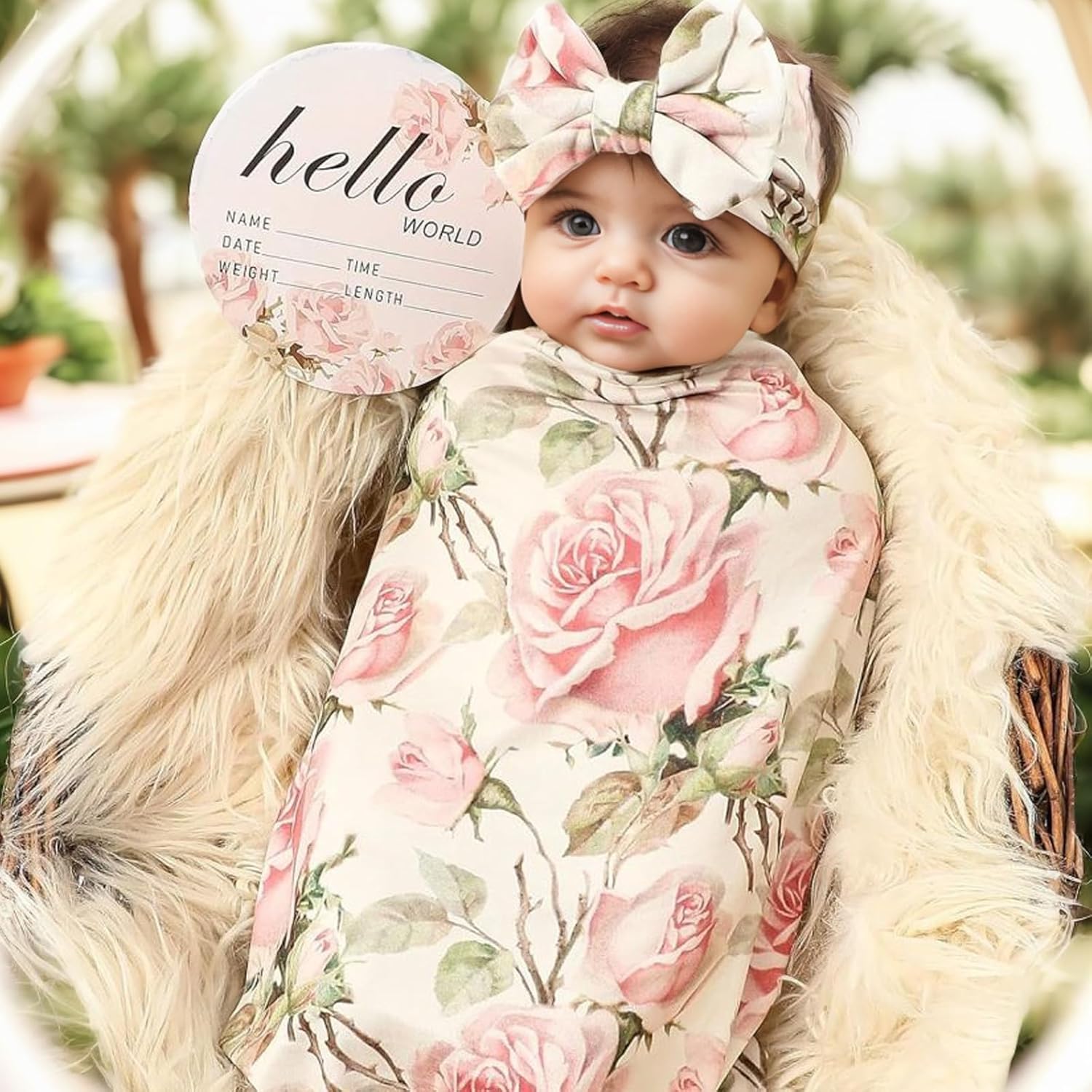 Galabloomer Vintage Flower Baby Swaddle Blanket Set