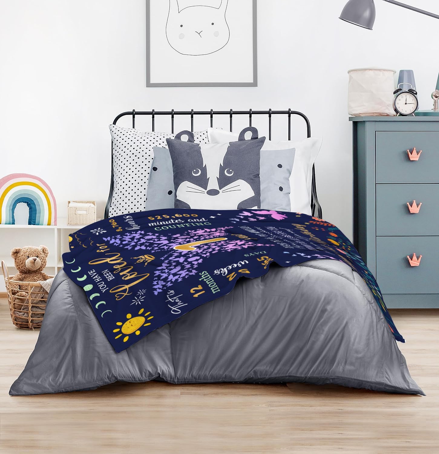 CIUGOIG 1st Birthday Blanket for Baby Girl Butterfly Design