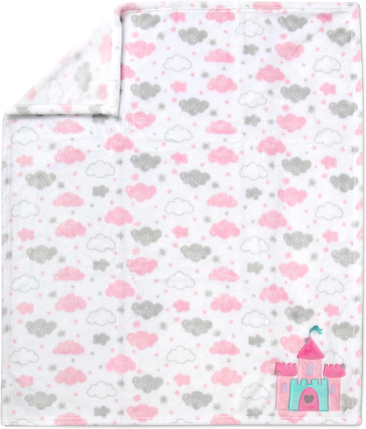 Plush Fleece Castle Clouds Baby Blanket 30x36