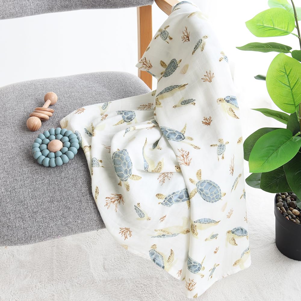 LifeTree Baby Swaddle Blanket 47 x 47 Sea Turtle Print