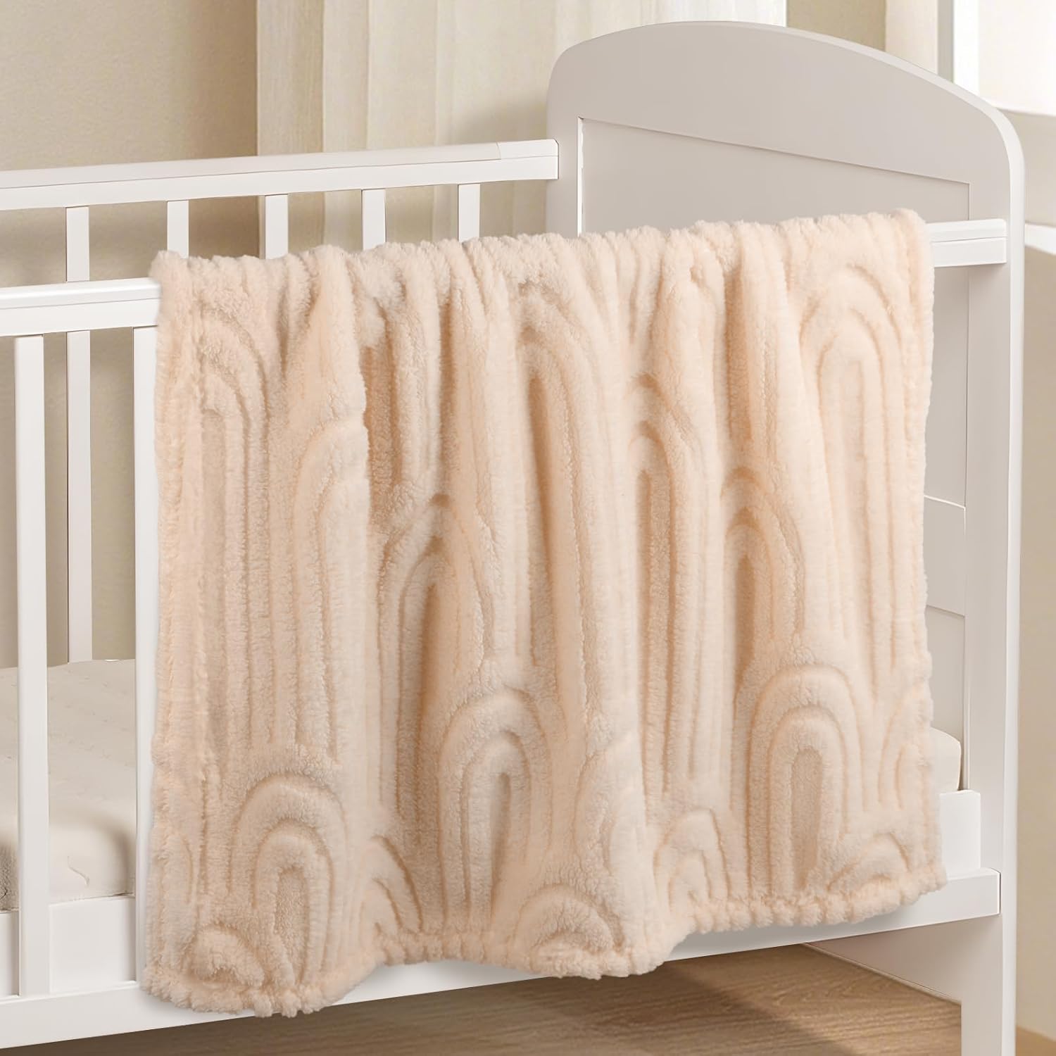 Baby Blanket - Ultra Soft Checkered Gift Box with Rainbow Pattern 30x40 Inches Beige