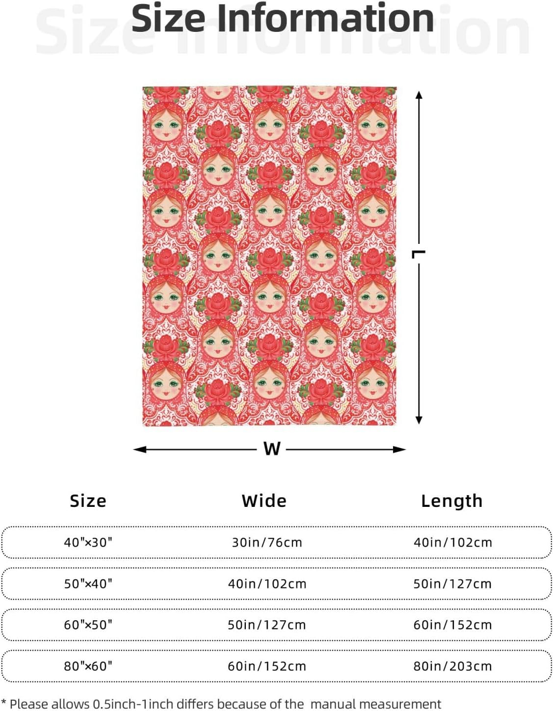 Duduho Traditional Russian Nesting Doll Baby Blanket