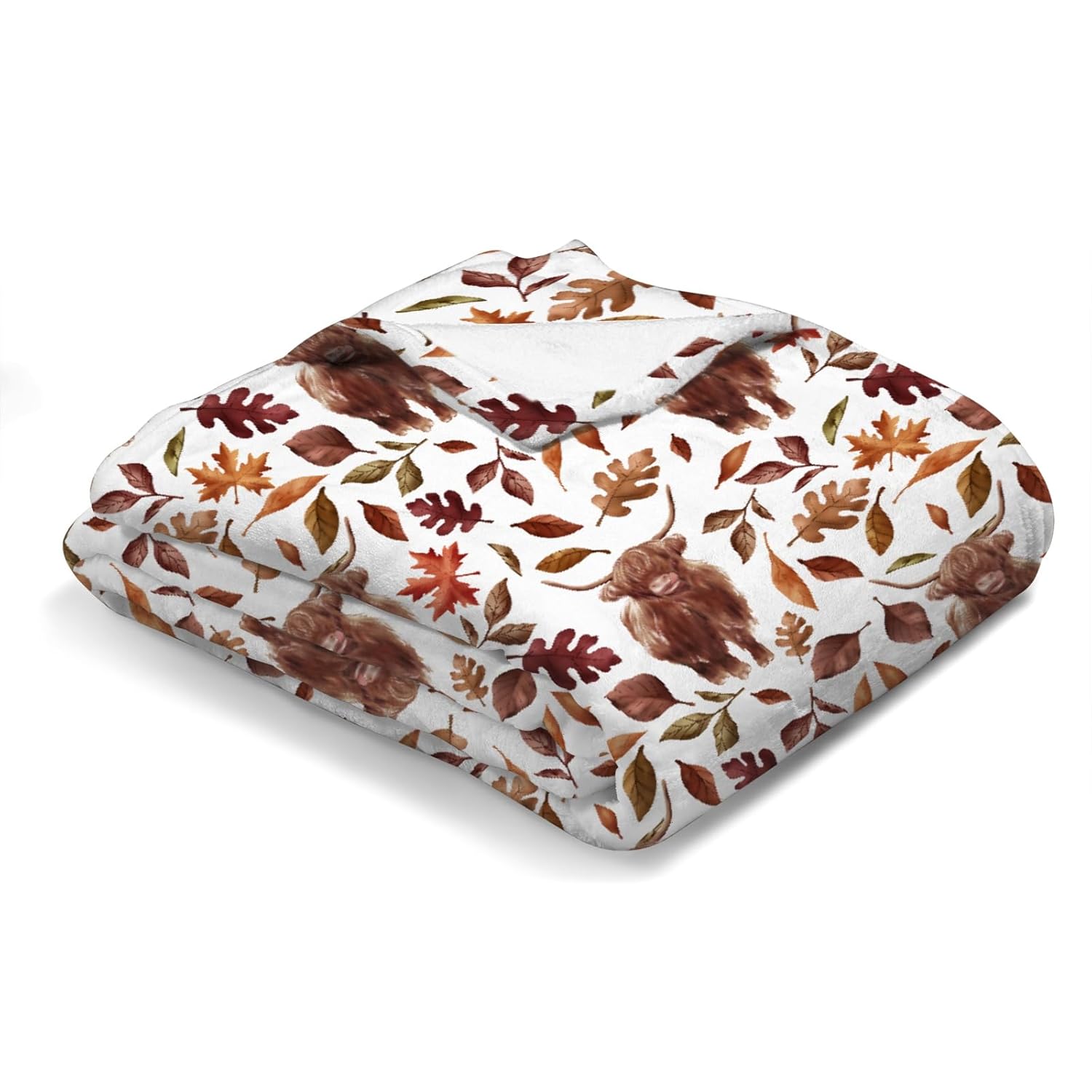 Hwmmbh Retro Highland Cows Fall Leaves Baby Blanket