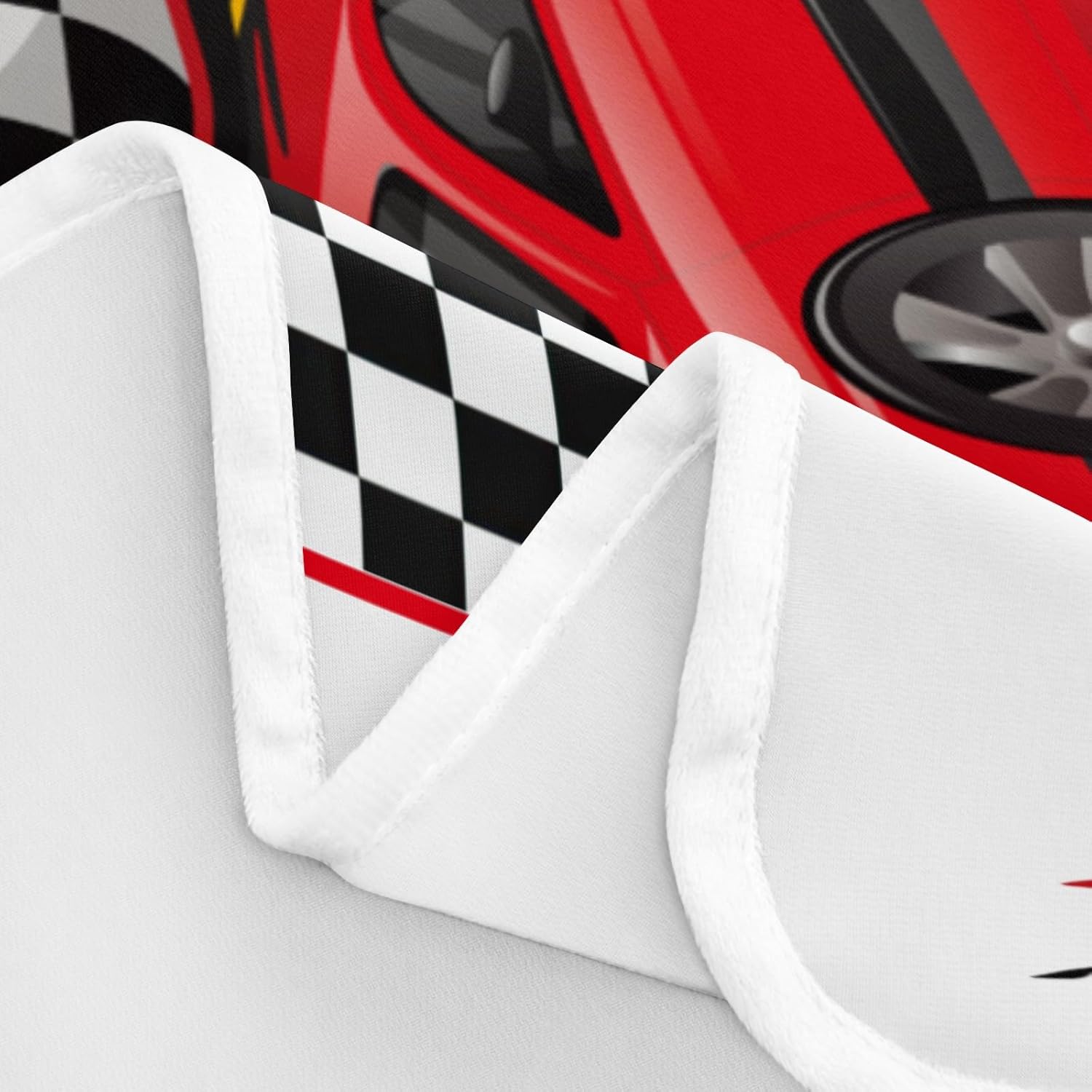 Deven Red Race Car Checkered Cooling Blanket for Toddler